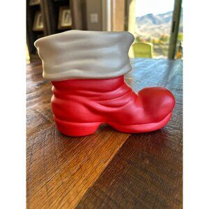 Vintage Ceramic Santa Boot Planter Or Candy Dish